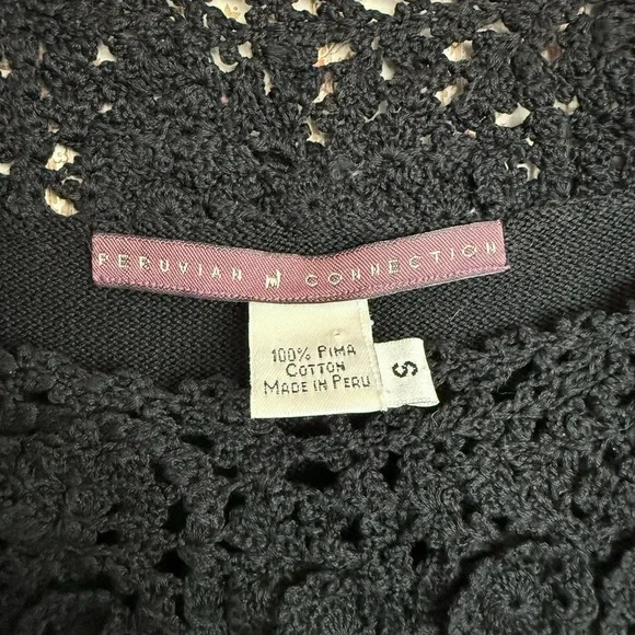 Peruvian Connection Pima Cotton Crochet Black Maxi Dress | Small - Picture 6 of 6